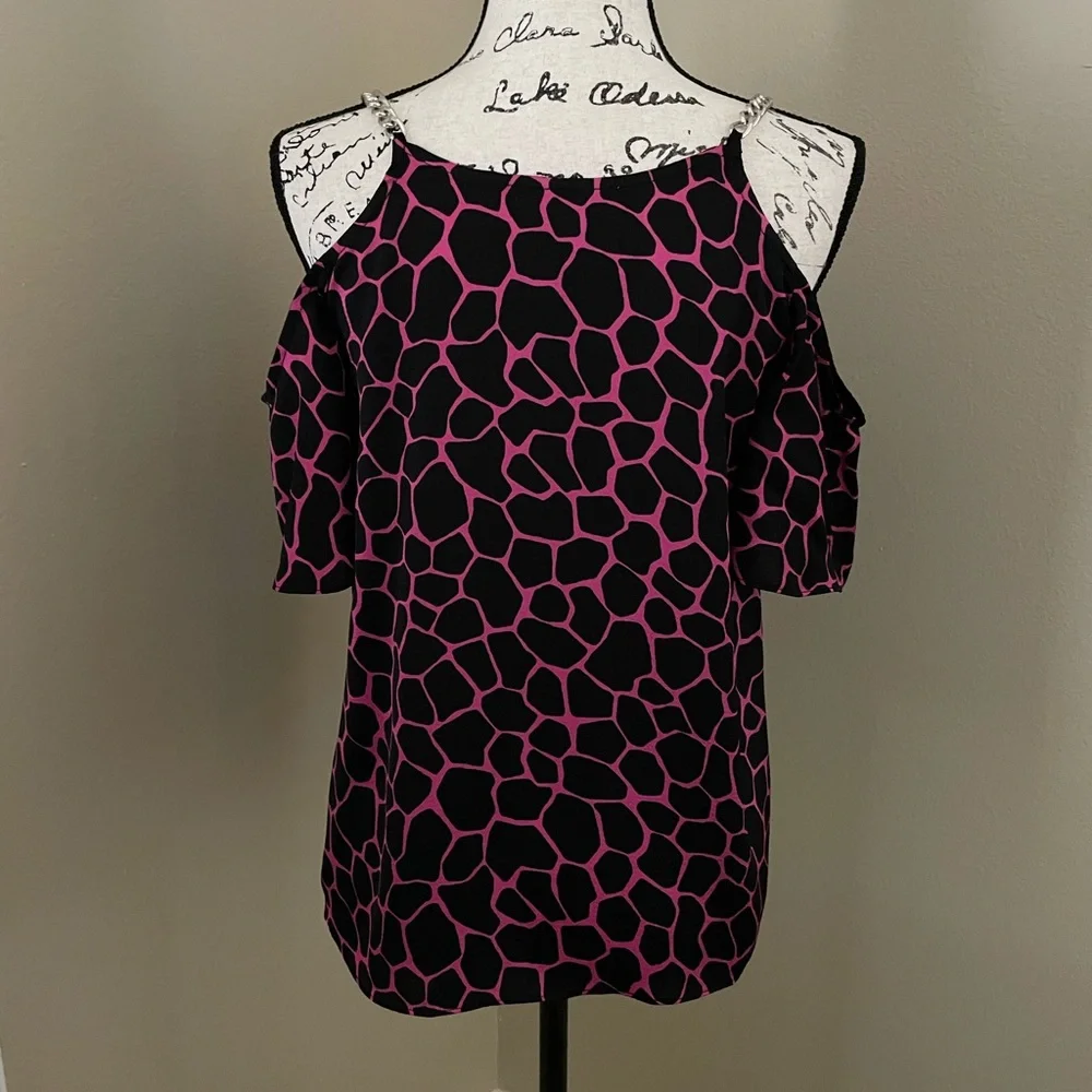 Michael Kors Women's Giraffe Print Cold-Shoulder Top